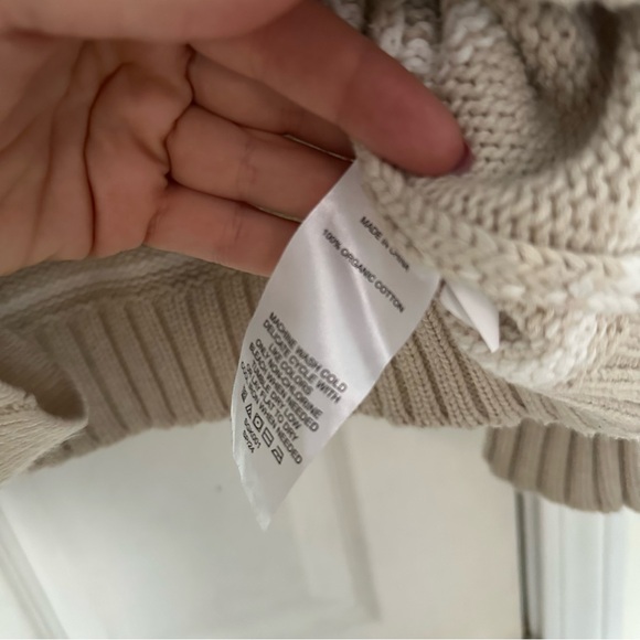 Quince 100% Organic cotton Beige white Striped crew Women's Sweater tan M - Picture 4 of 8